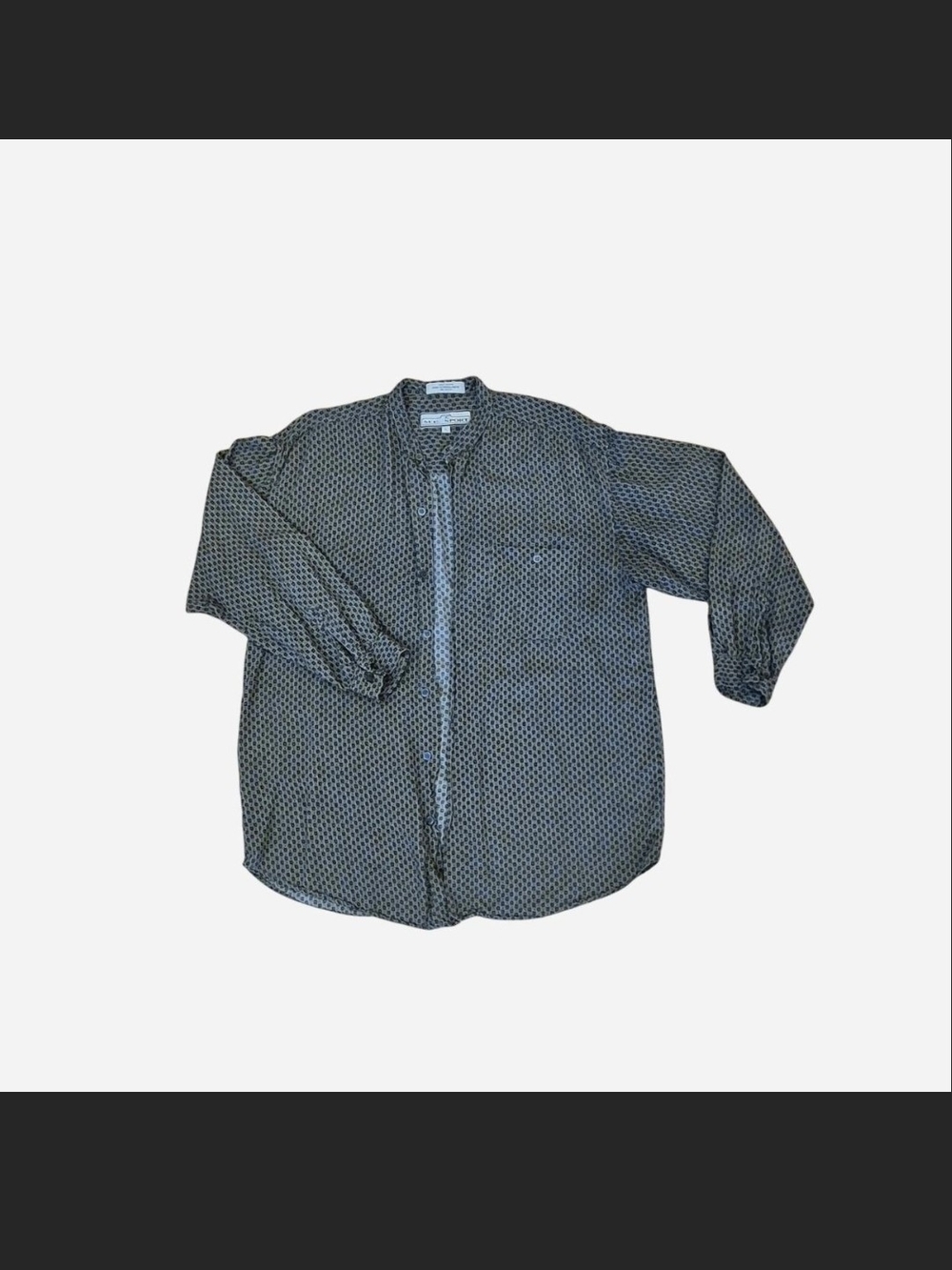 Vintage M.E. Sport 100% Rayon Button Up Shirt Men's Large Geometric Print - Picture 1 of 6